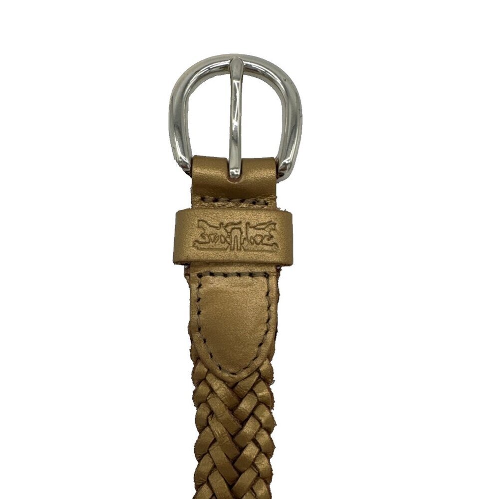 Levi's Belt Women size 105/42 Gold Braided Leather rounded Buckle greek god